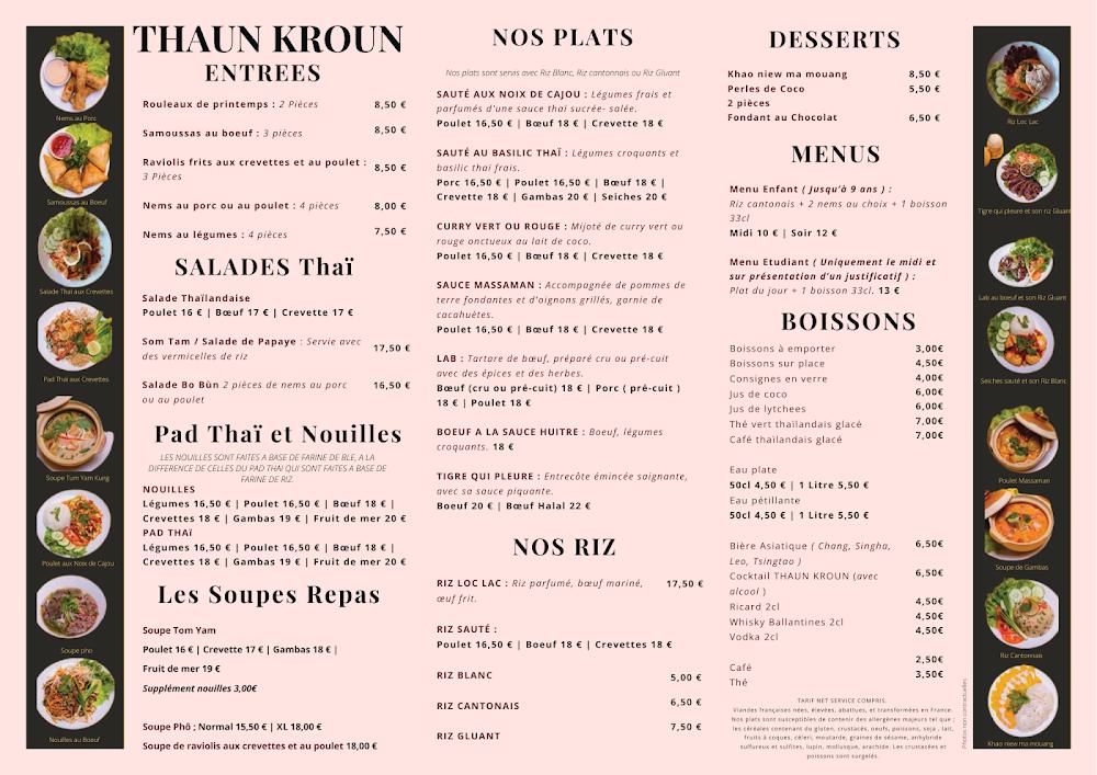 Restaurant Thaun Kroun - Menu Image 1